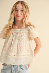 heart and arrow - TWEEN KIDS GIRLS FLUTTER SLEEVE PEASANT TOP (7-14): 7/8