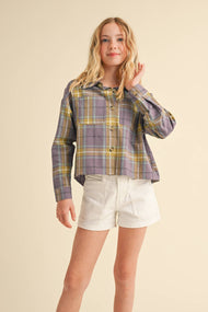 heart and arrow - TWEEN KIDS GIRLS TWO POCKET SHORT SHIRT (7-14)