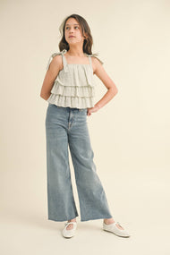 heart and arrow - TWEEN KIDS GIRLS WIDE LEG DENIM PANTS (7-14)