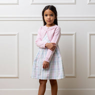 Hope and Henry - Organic Cropped Special Cardigan: Pale Pink Scallop / XX-Small