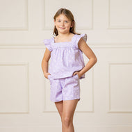 Hope and Henry - Faux Top Romper: Lavender Fields Floral
