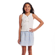 Andy & Evan - Kids (7-14) White Rib Knit Tank Set | Bows & Blue: Blue