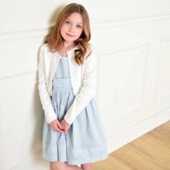 Hope and Henry - Cropped Curved Hem Cardigan: White