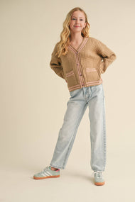 heart and arrow - TWEEN KIDS GIRLS DROP SHOULDER CARDIGAN (7-14)