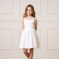 Hope and Henry - Organic Special Sundress with Embroidered Hem: White
