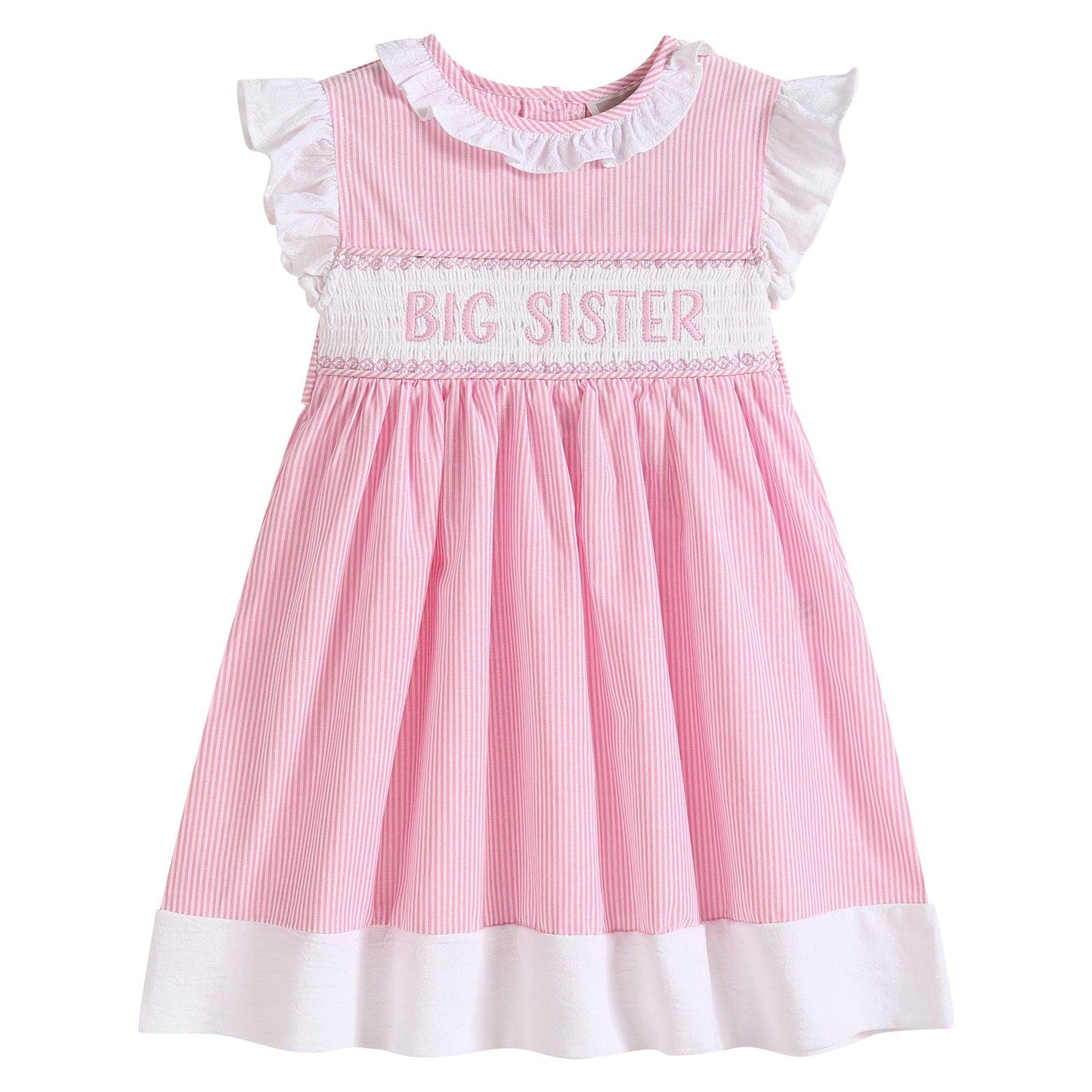 Lil Cactus - Pink Striped Big Sister Smocked Dress