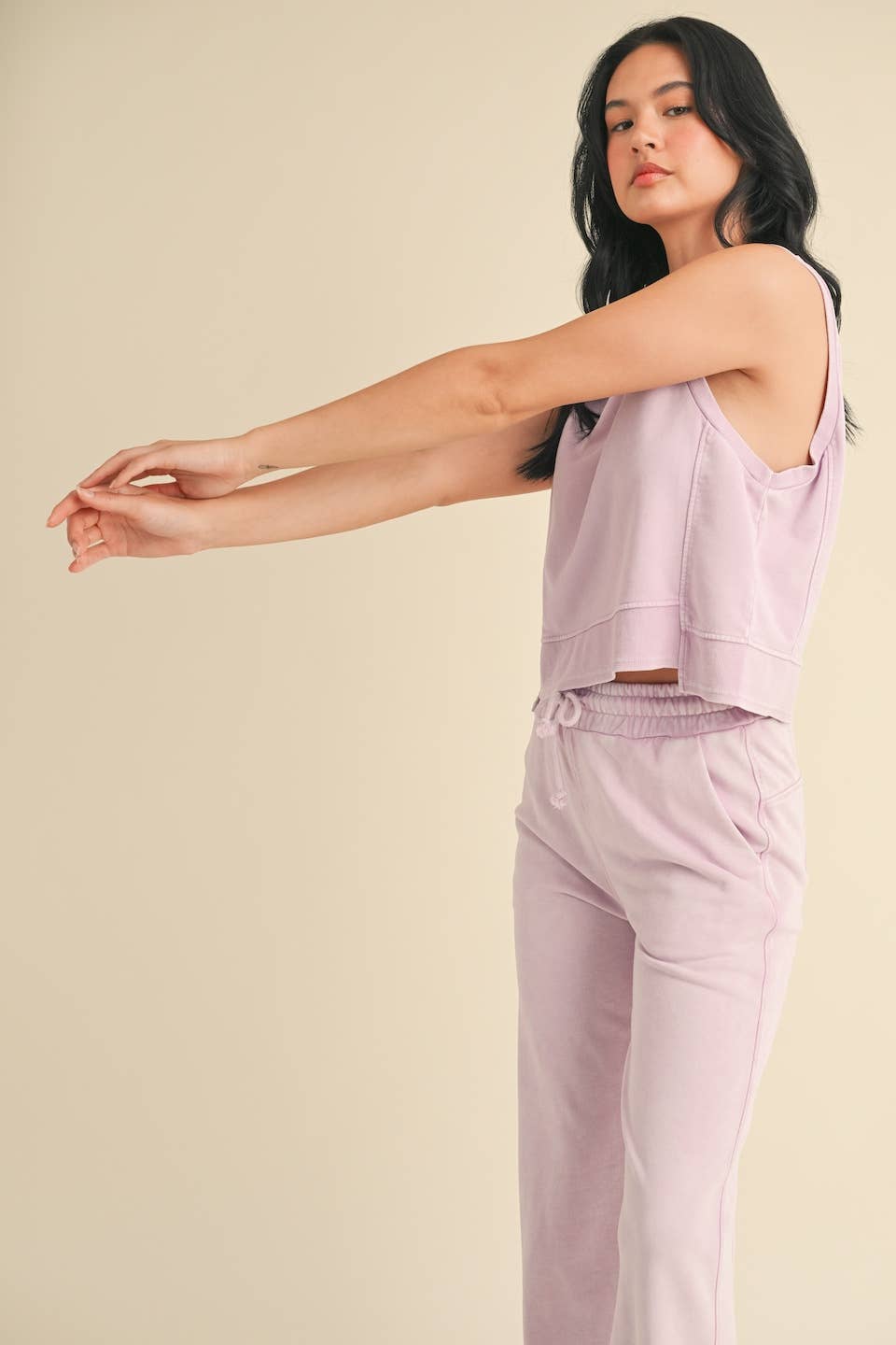 KIMBERLY C - Mineral Wash Sleeveless Top: Charcoal