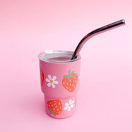 Leo & Lee Studio - Coquette Tiny Spring Tumblers/ 3oz Stainless Steel Cups : Pink/Strawberries