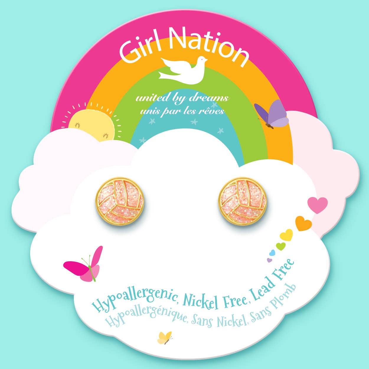 Girl Nation - Glitter Volleyball Cutie Stud Earrings