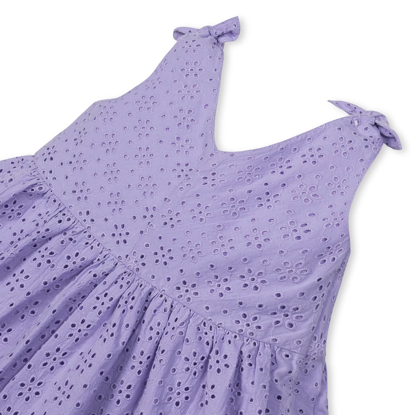 Hope and Henry - Bow Shoulder Organic Swing Dress: Lavender Eyelet / 6