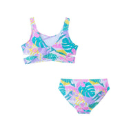 Andy & Evan - Kids (7-16) Crisscross Two-Piece | Tropical Palm: White