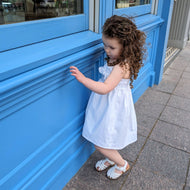 Hope and Henry - Bow Front Sundress: White Linen
