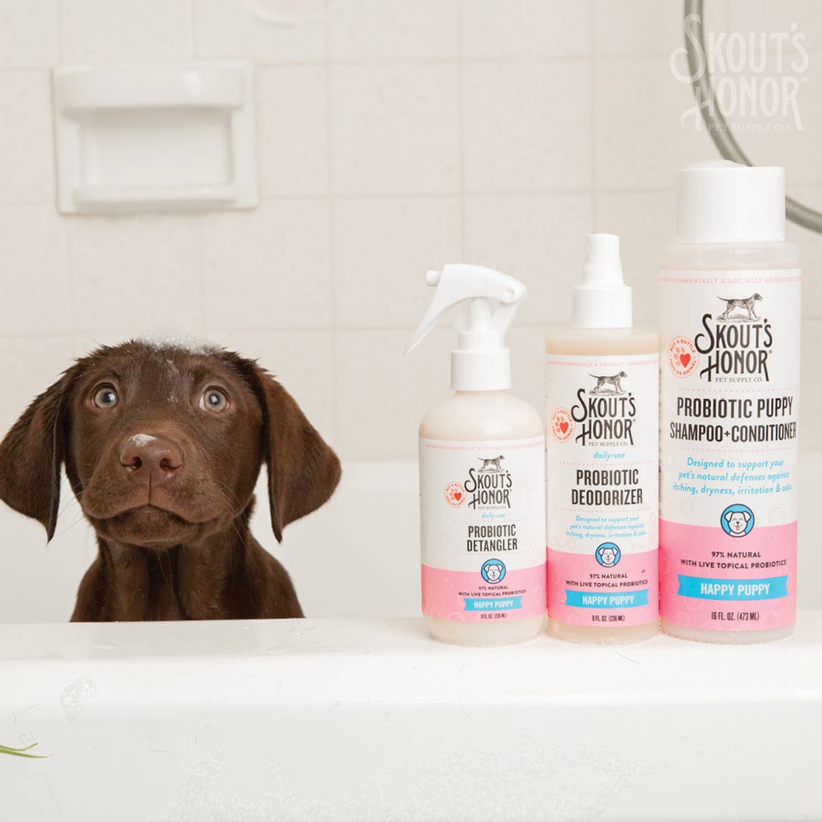 Pet Palette Distribution - Skout's Honor Probiotic Daily Use Detangler Happy Puppy 8 oz