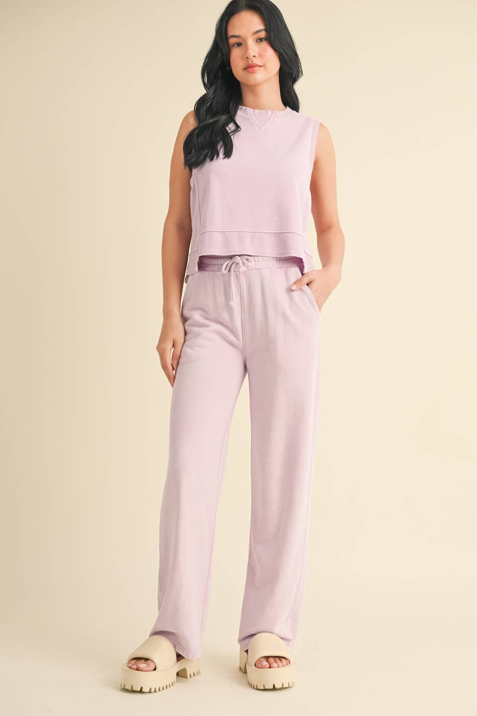 KIMBERLY C - Mineral Wash Sleeveless Top: Charcoal