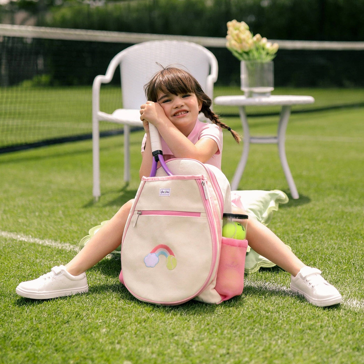 Ame & Lulu - Tennis Camper Backpack: Pink Pastel Rainbow