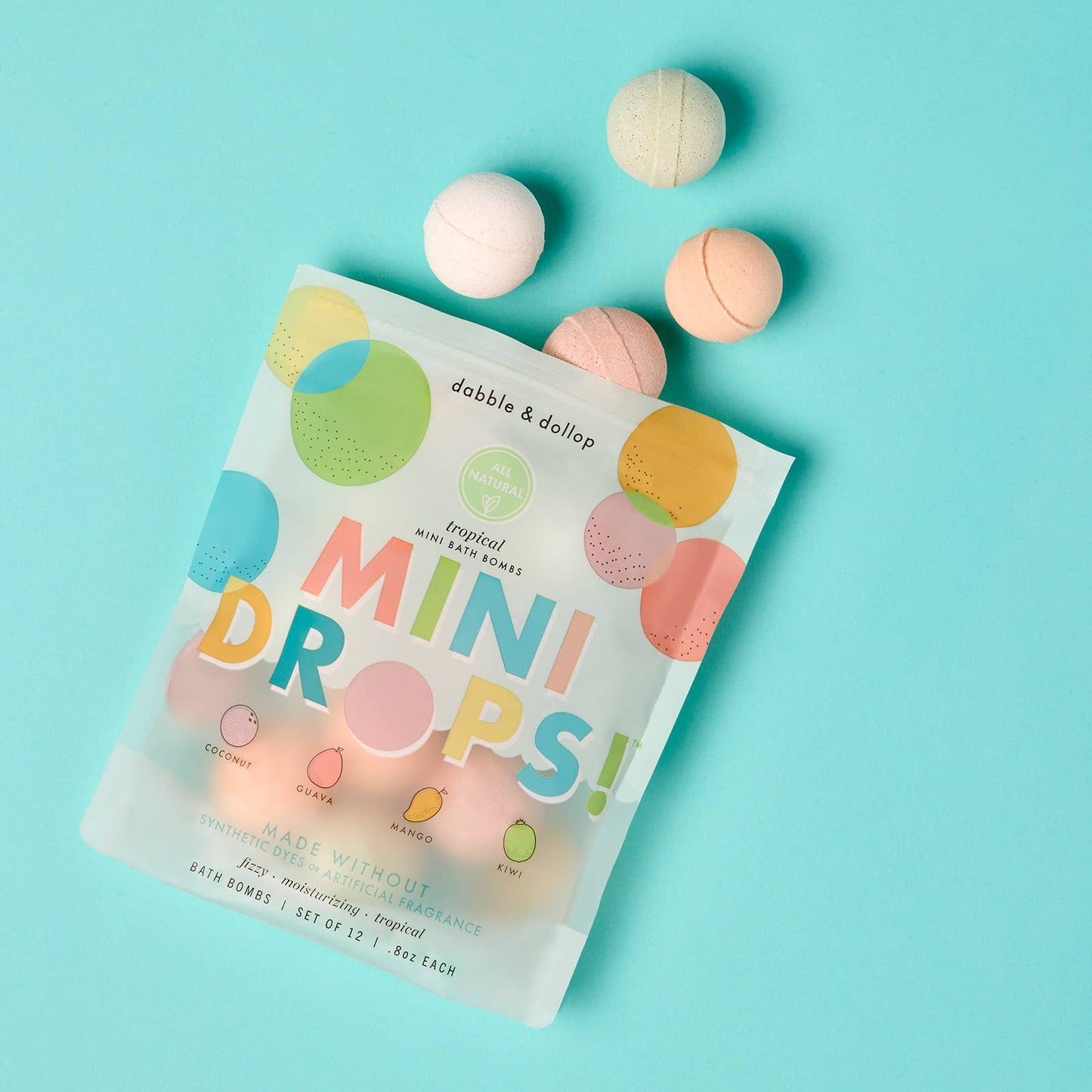 Dabble & Dollop - Mini Drops Bath Bombs - All-Natural Tropical Scents