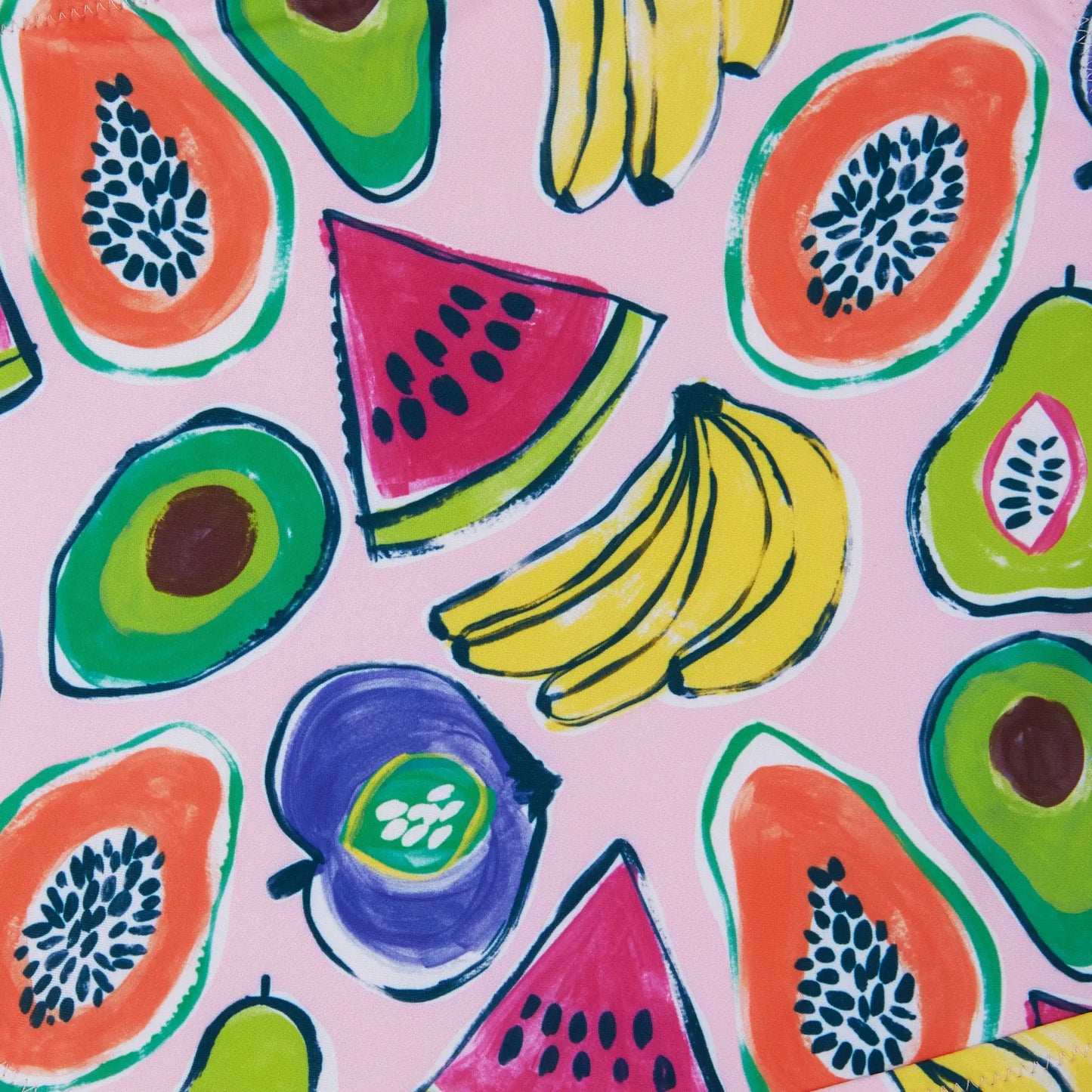 Andy & Evan - Girls Tween Pink Fruit Print One-Shoulder Swimsuit: Fruits