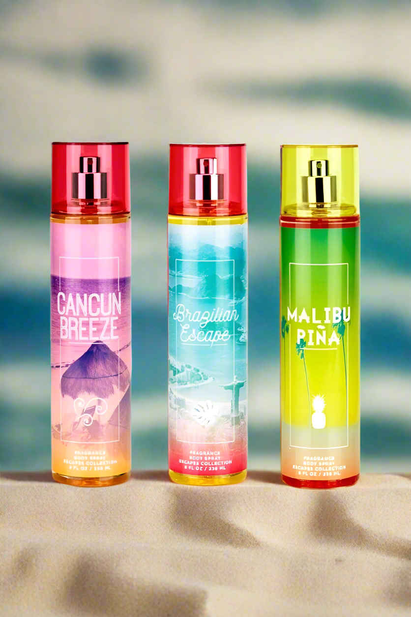 So French Perfumes - The Escapes Collection 3-Piece Tropical Fantasy Body Mist Set