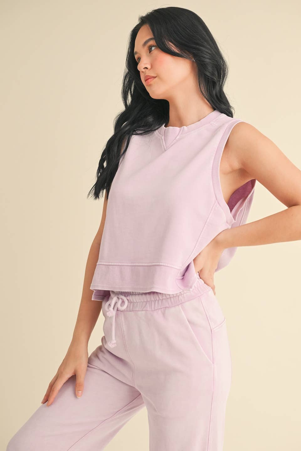 KIMBERLY C - Mineral Wash Sleeveless Top: Charcoal