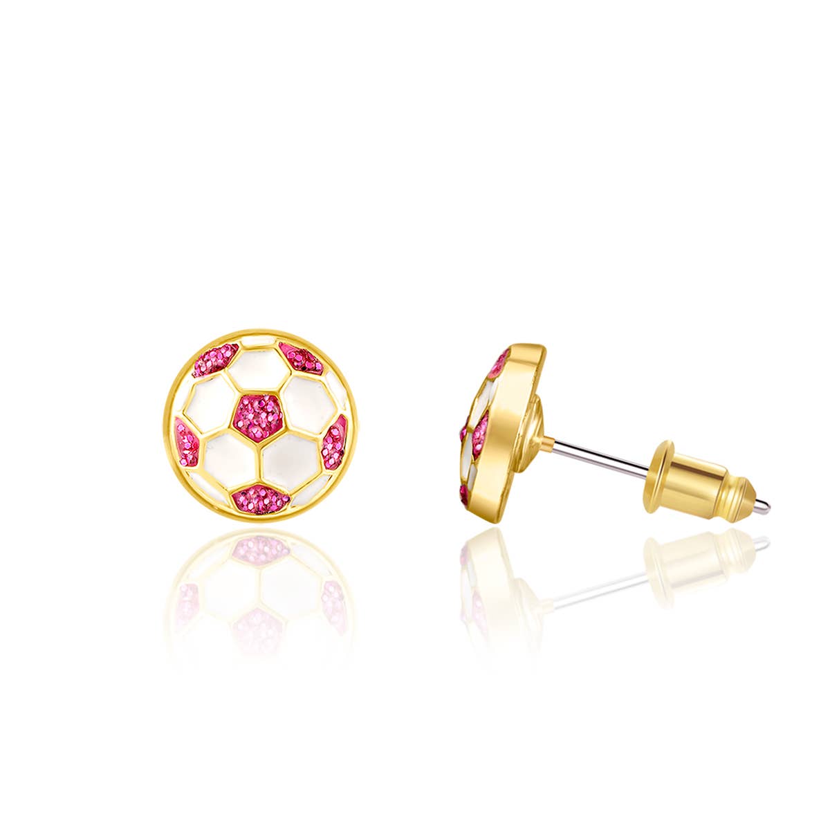 Girl Nation - Glitter Soccer Ball Cutie Stud Earrings