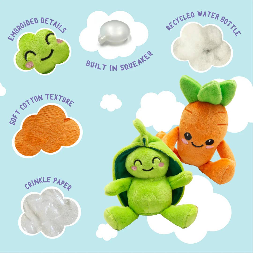 Pet Palette Distribution - SnugArooz Pea and Carrot Plush Dog Toy 2pk