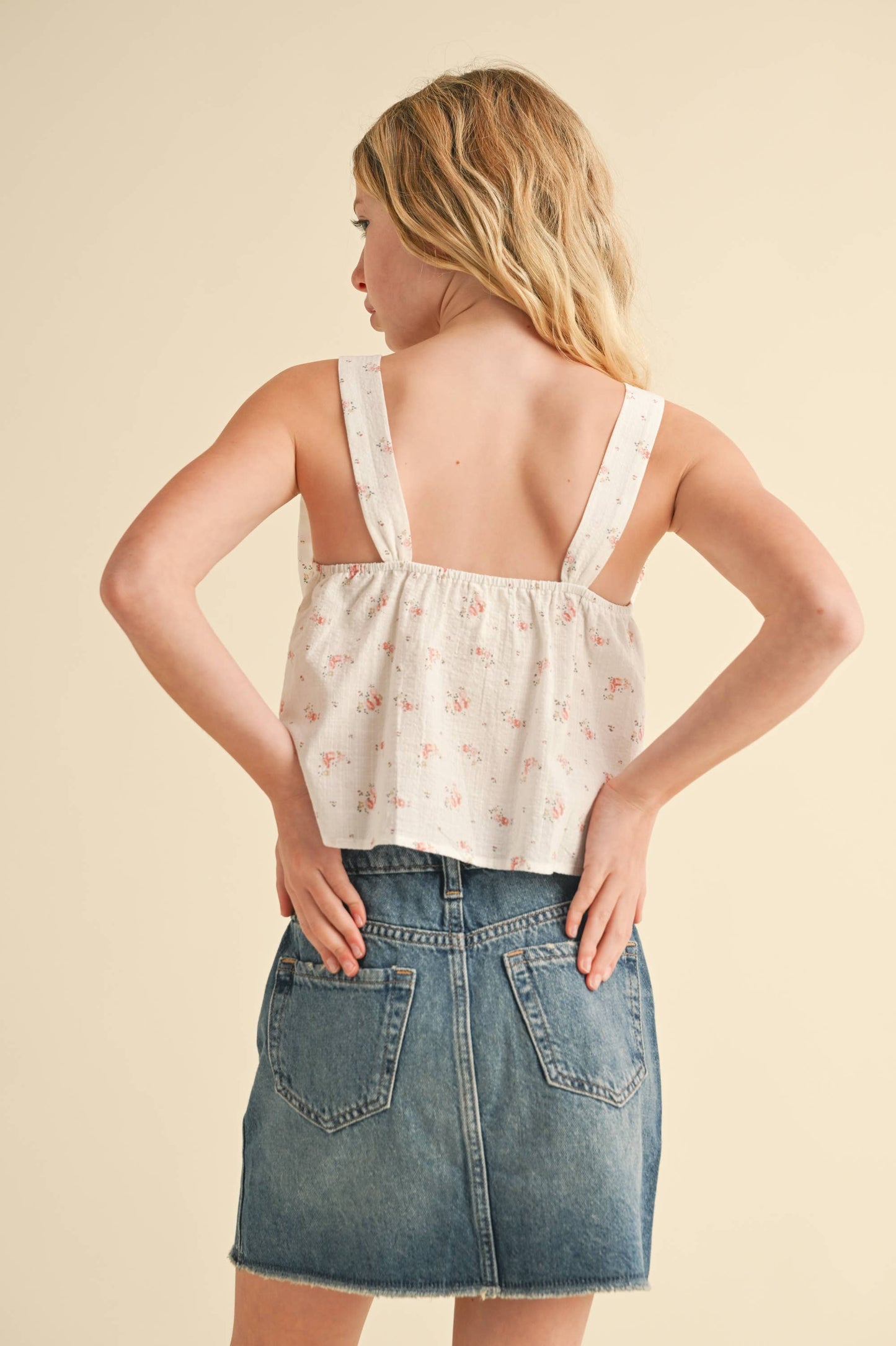 heart and arrow - TWEEN KIDS GIRLS BOW FRONT SLEEVELESS TOP (7-14)