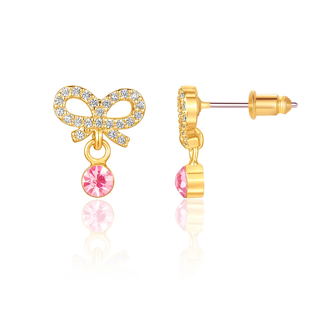 Girl Nation - Little Luxe Drop Earrings | Crystal Bow with CZ