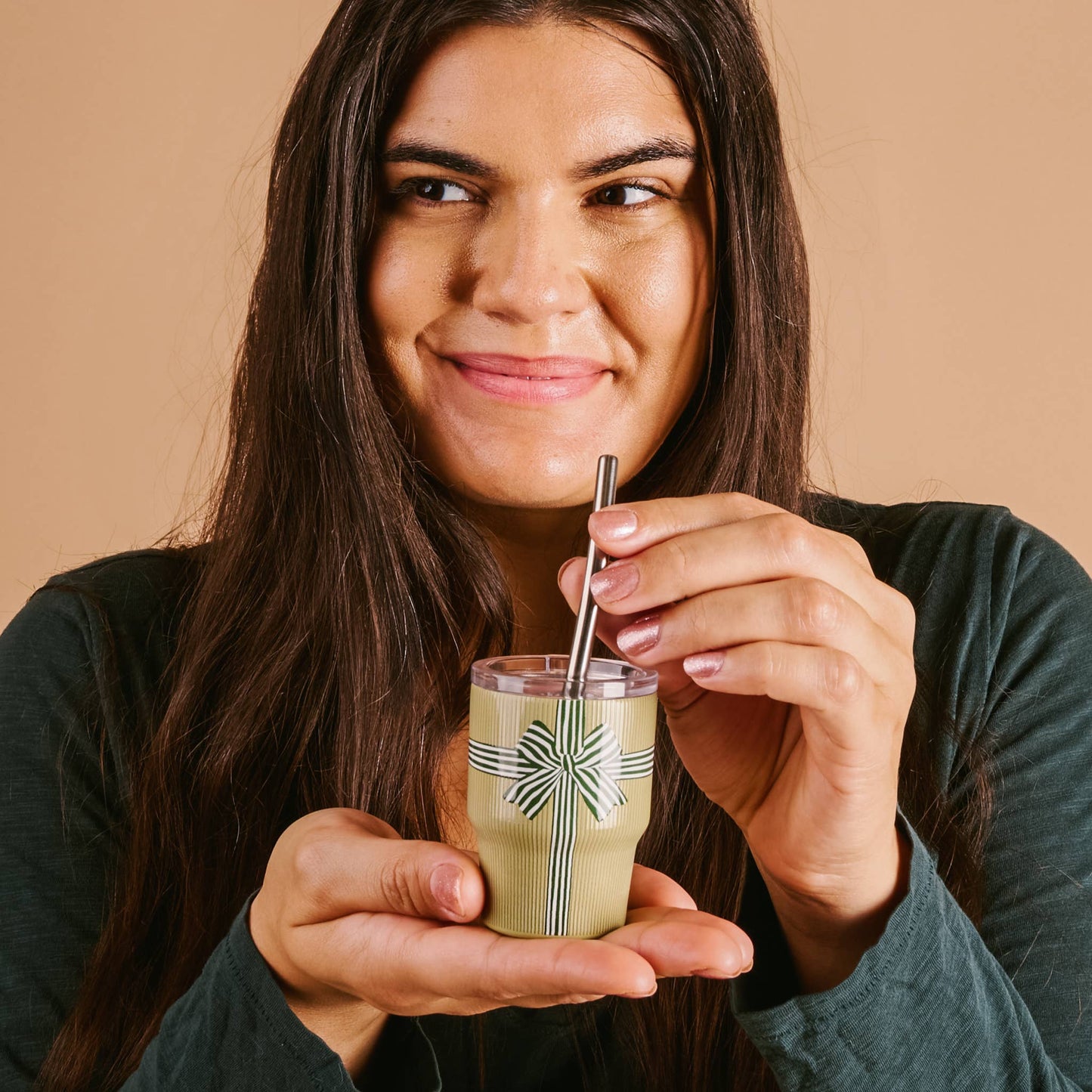 The Darling Effect - 2 oz Tiny Tumbler-Holiday Gift Bow Green