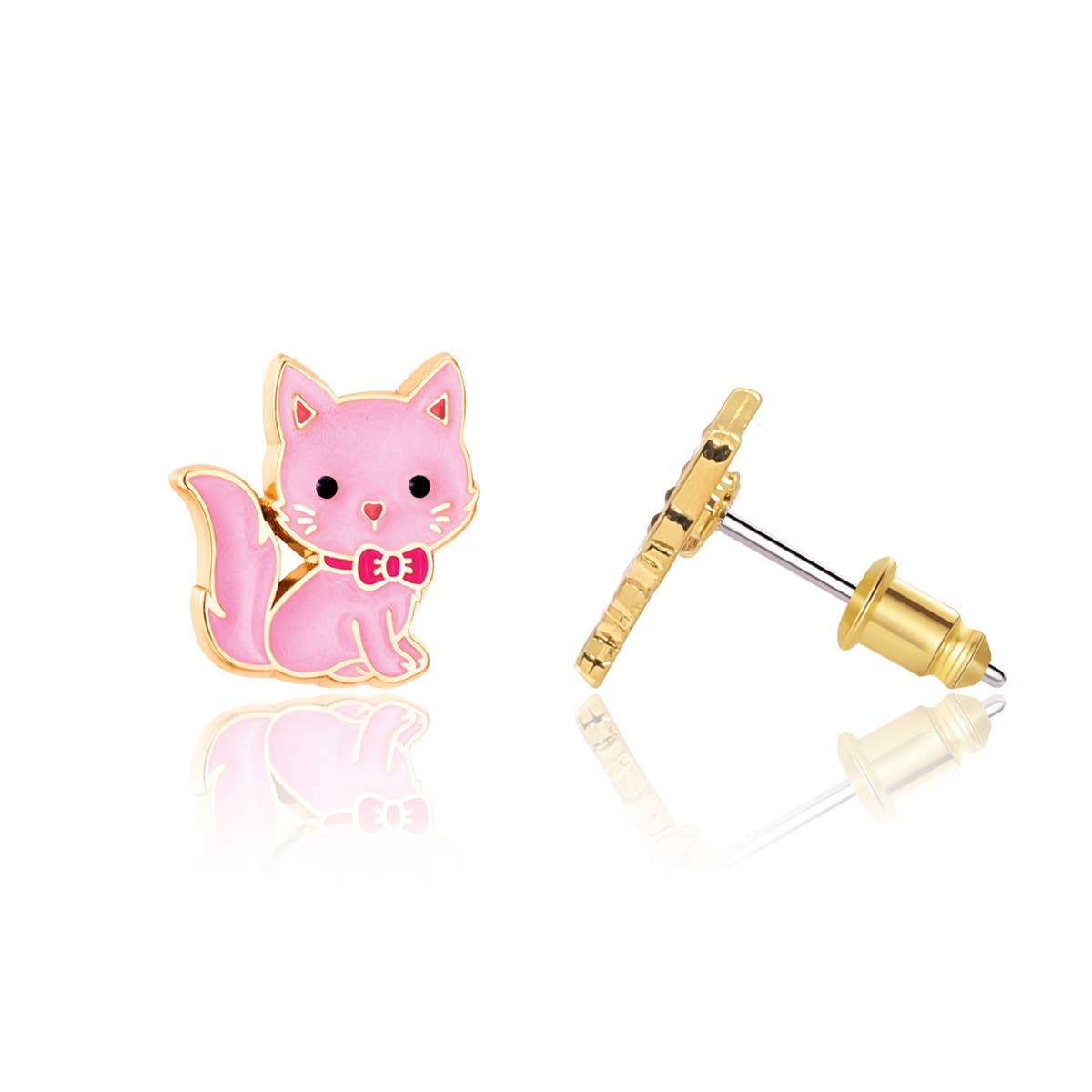 Girl Nation - Pink Kitty Cutie Stud Earrings