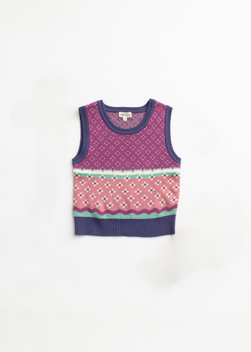 Finding Foxtale - Darling Sweater Vest: Jewel Tone Intarsia