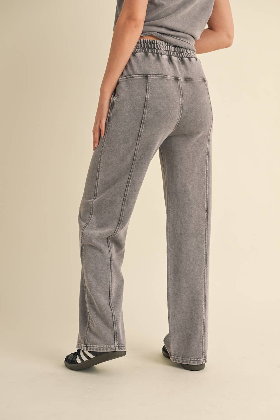 KIMBERLY C - Mineral Wash Pants: Charcoal
