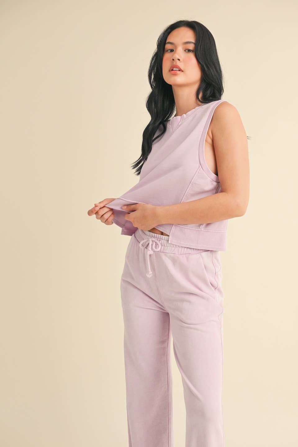 KIMBERLY C - Mineral Wash Sleeveless Top: Charcoal