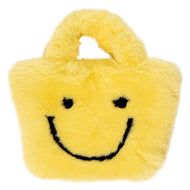 Malibu Sugar - Faux Fur Fuzzy Happy Face Purses : YELLOW