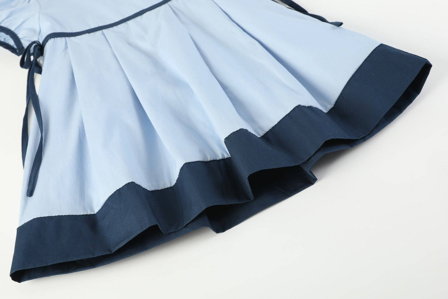Lil Cactus - Light Blue and Dark Blue Ribbon Bow Dress: 12-18M