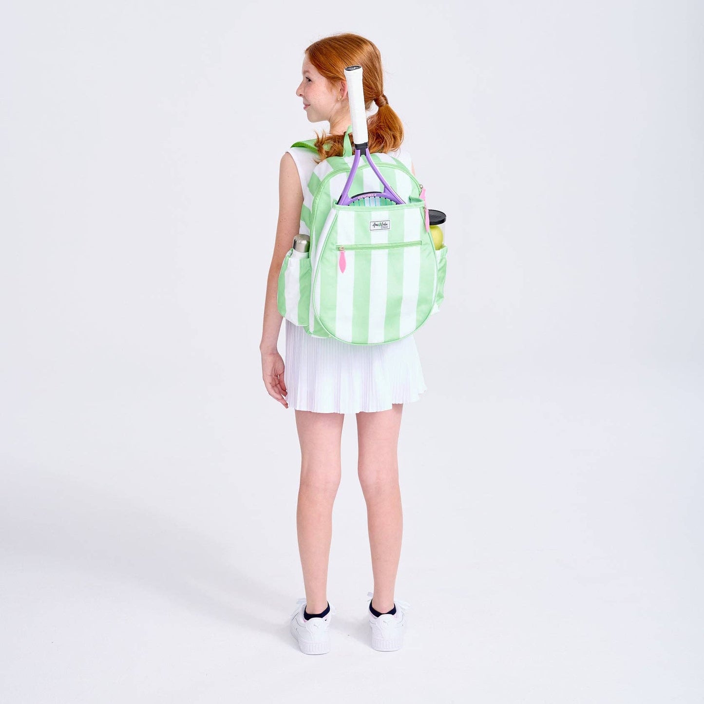 Ame & Lulu - Jr. Love Tennis Backpack: Mint Cabana Stripes