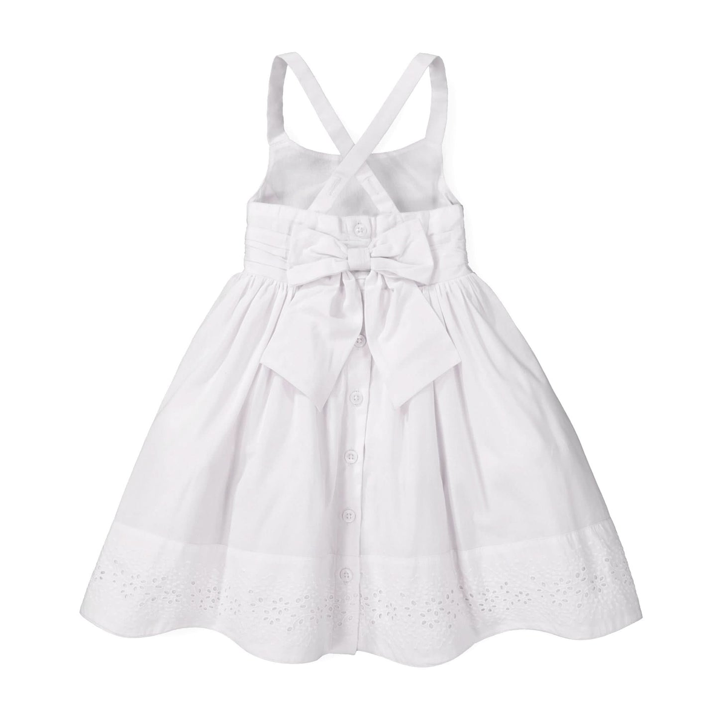 Hope and Henry - Organic Special Sundress with Embroidered Hem: White