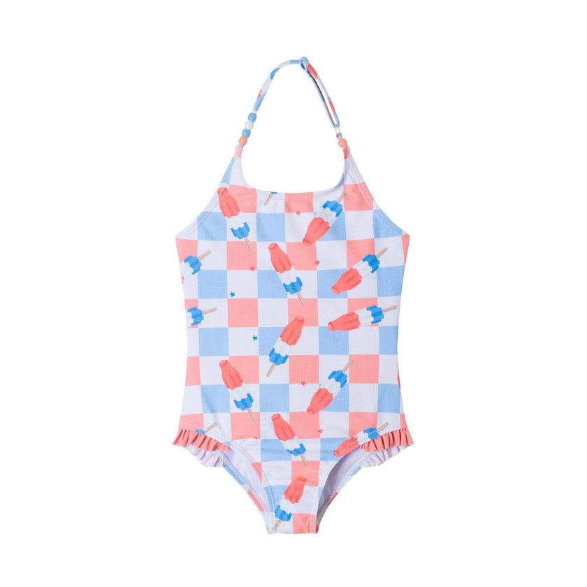 Andy & Evan - Kids (2-6x) One Piece Swimsuit | Popsicle Print: White