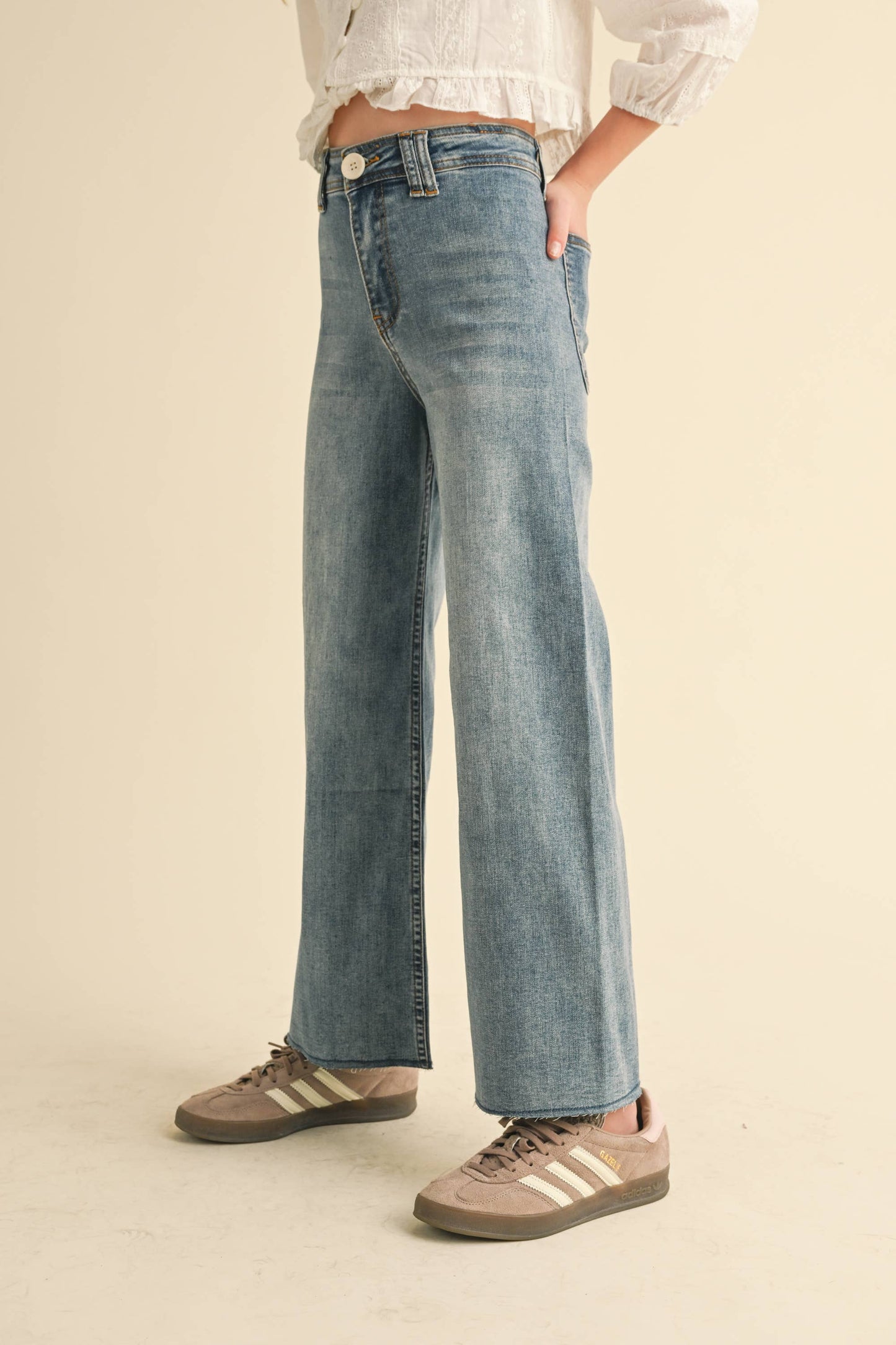 heart and arrow - TWEEN KIDS GIRLS WIDE LEG DENIM PANTS (7-14)