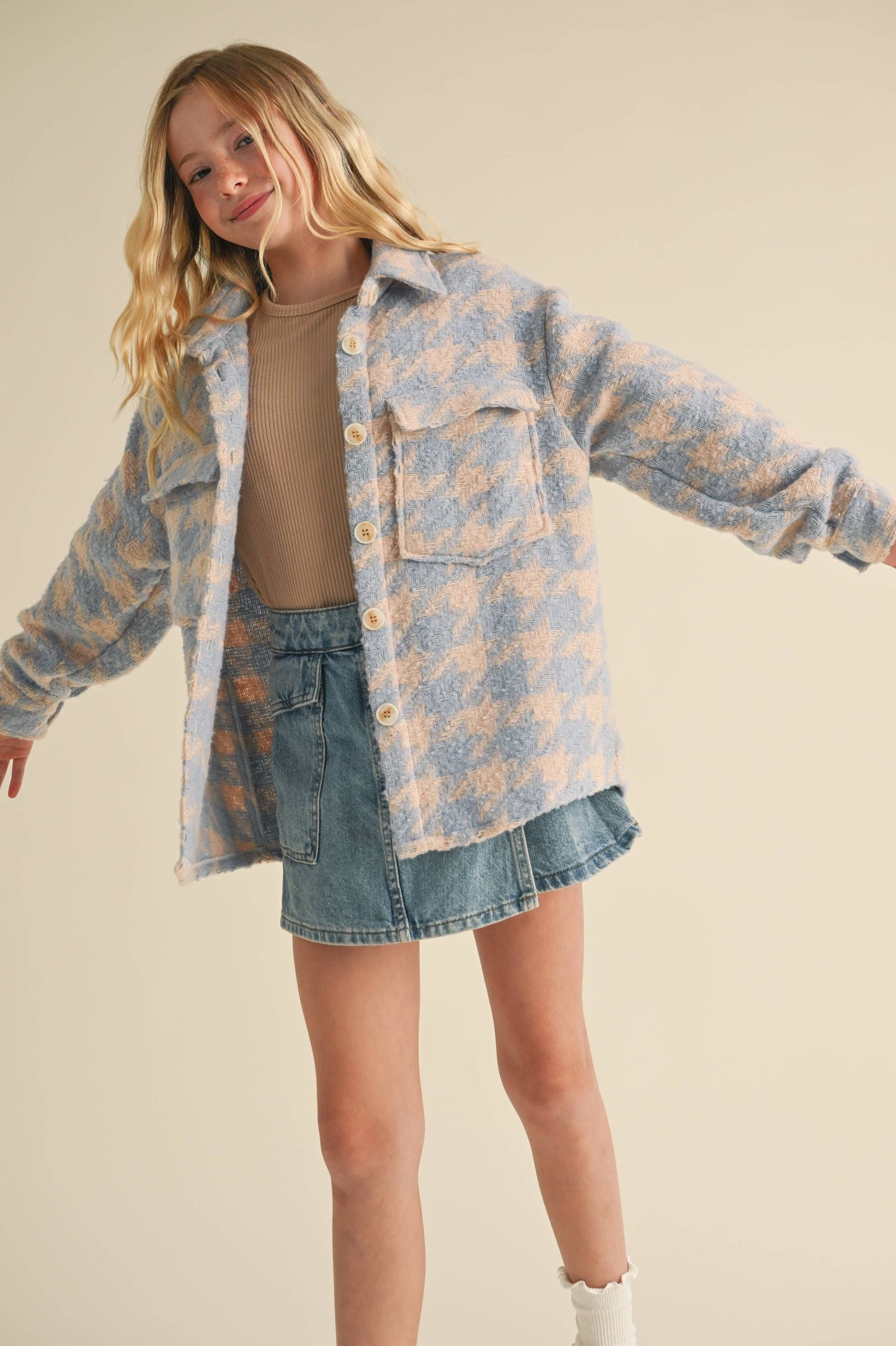 heart and arrow - TWEEN KIDS GIRLS DOUBLE POCKET SHACKET (7-14)
