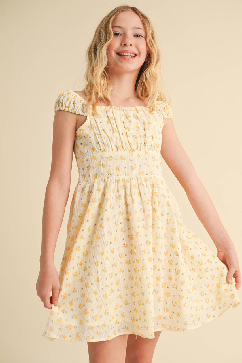 heart and arrow - TWEEN GIRLS KIDS CORSET RUCHED SHOULDER MINI DRESS (7/14): 7/8