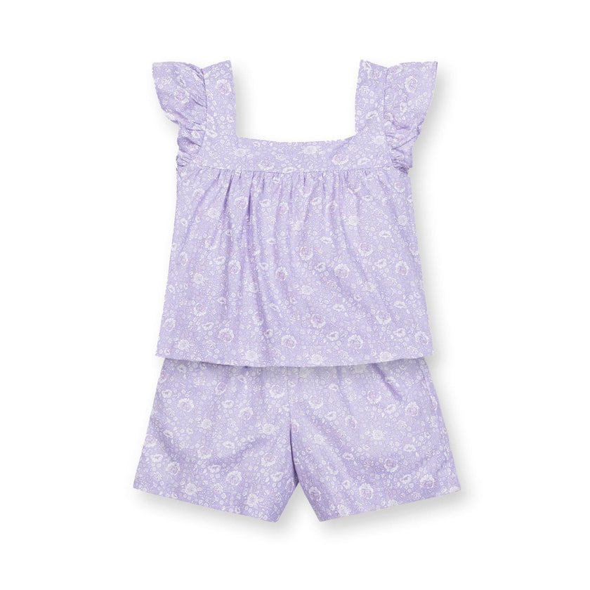 Hope and Henry - Faux Top Romper: Lavender Fields Floral