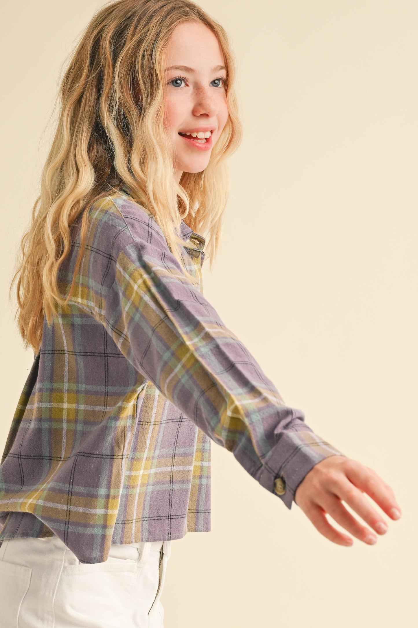 heart and arrow - TWEEN KIDS GIRLS TWO POCKET SHORT SHIRT (7-14)