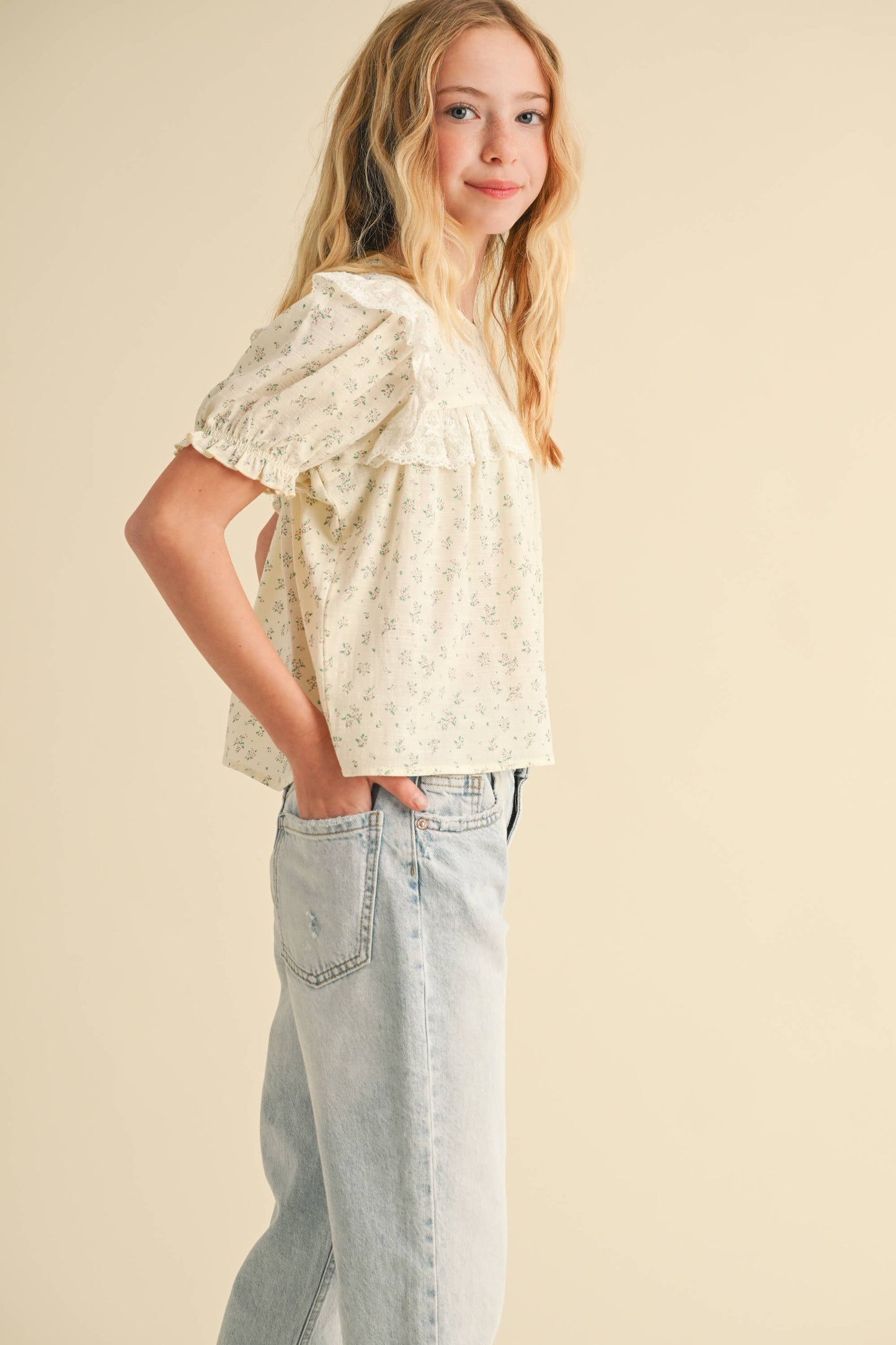 heart and arrow - TWEEN GIRLS KIDS FLOWY TOP  (7-14): 7/8