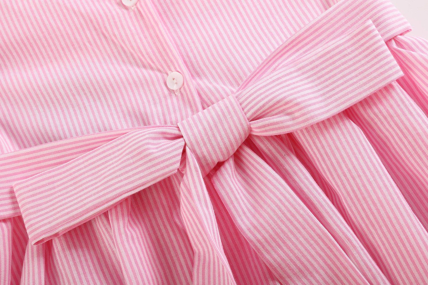 Lil Cactus - Pink Striped Big Sister Smocked Dress