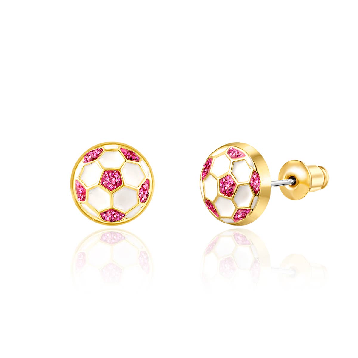 Girl Nation - Glitter Soccer Ball Cutie Stud Earrings
