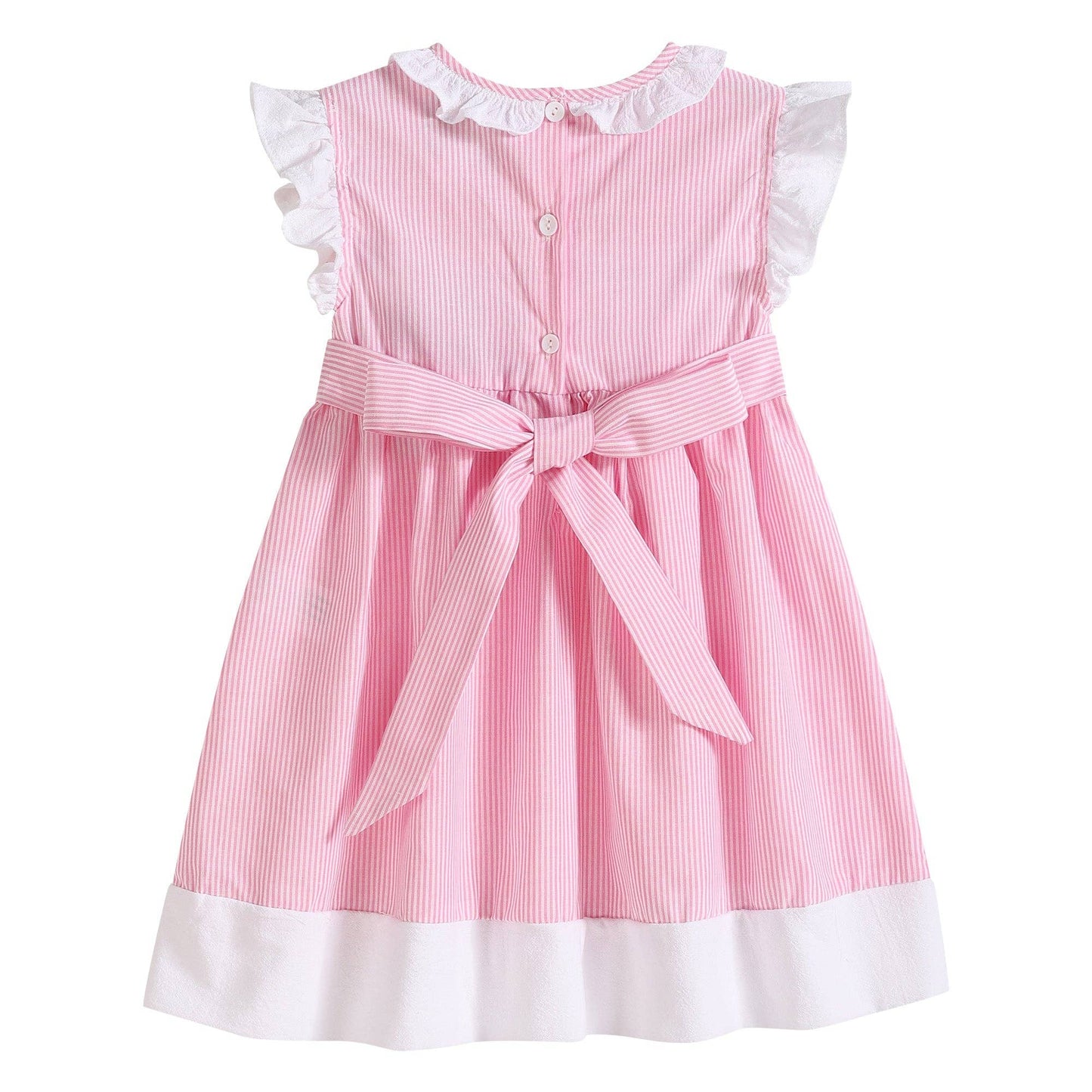Lil Cactus - Pink Striped Big Sister Smocked Dress