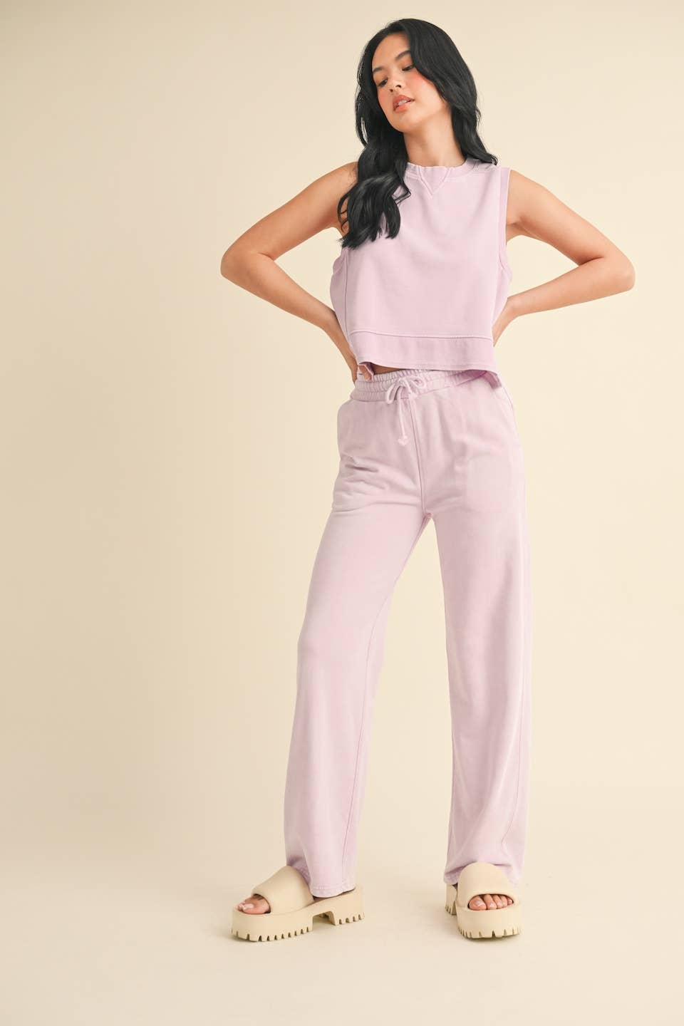 KIMBERLY C - Mineral Wash Sleeveless Top: Charcoal