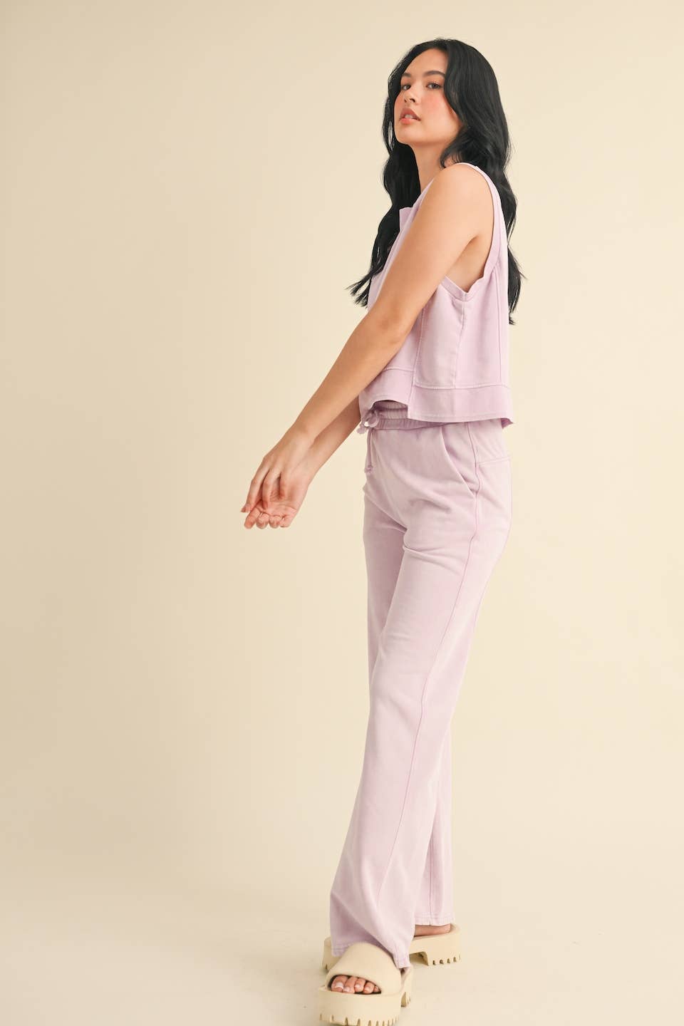 KIMBERLY C - Mineral Wash Sleeveless Top: Charcoal