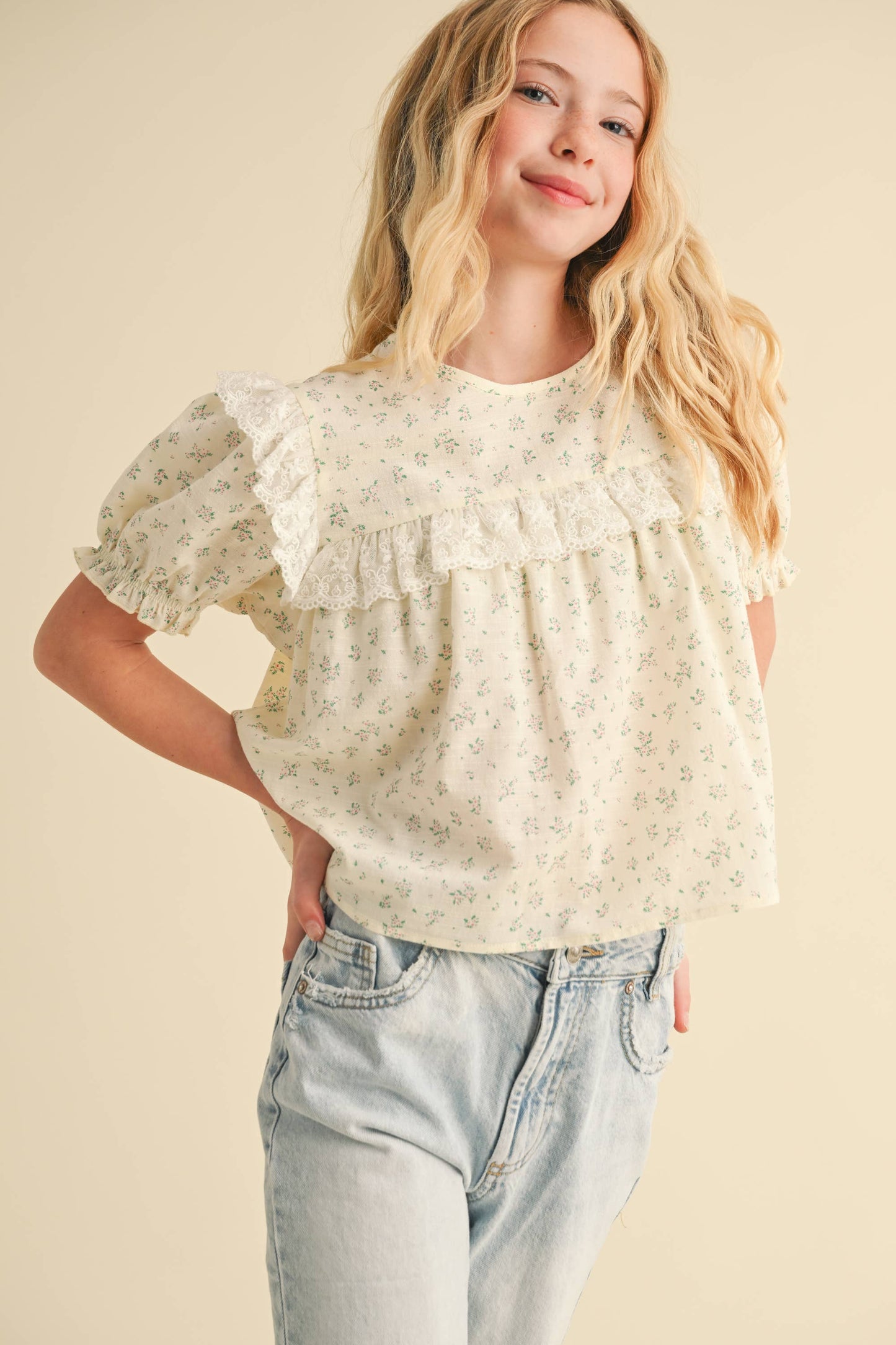 heart and arrow - TWEEN GIRLS KIDS FLOWY TOP  (7-14): 7/8