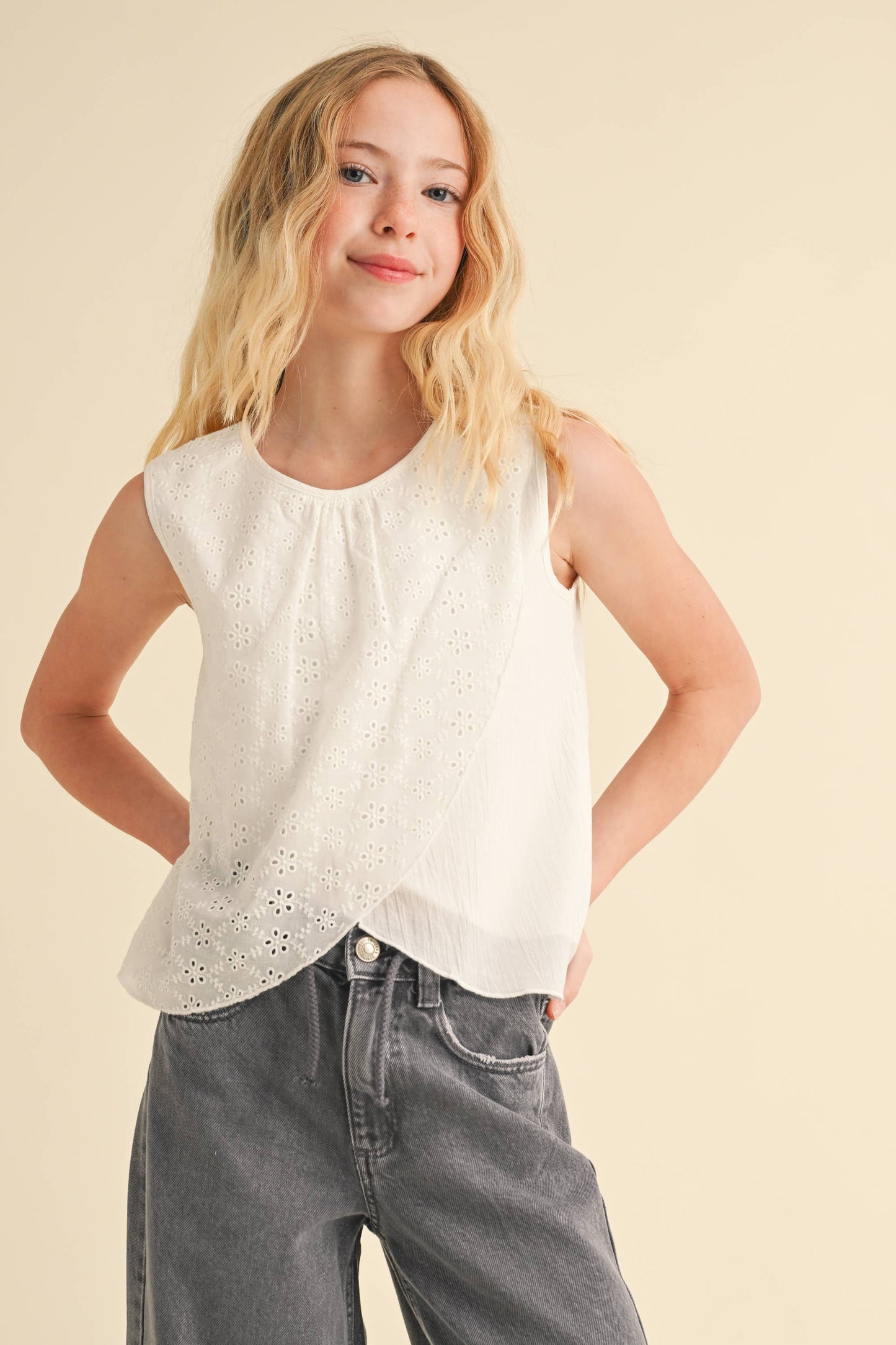 heart and arrow - TWEEN GIRLS KIDS SLEEVELESS TULIP TOP  (7-14)